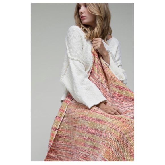 1 LEFT! Chunky Yarn Multi Color Fringe Accent Pattern Throw Blanket - Picture 3 of 6